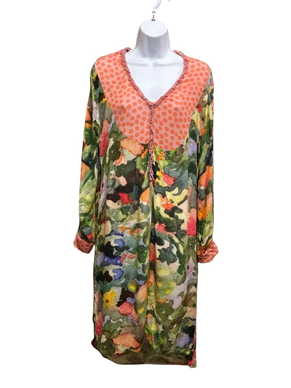 Anthropologie Bl^nk London Lucia Midi Watercolor Floral Tunic Dress Size M